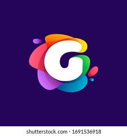 Letter G logo at colorful multicolor gradient splash  Perfect font for media labels  nightlife print  cartoon posters etc 