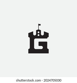 Letter G Logo combination with Castle, creative design, logo or icon symbol