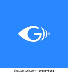 the letter G logo combined with the network signal symbol and arranged in the shape of the eye. editable and easy to custom. can can be applied optimally on print and digital media.