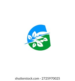 Letter G logo combining a lightning bolt and green leaf. Vector design for renewable energy, eco-friendly electricity, and sustainable tech startups.