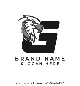 Letter G Logo Concept with Eagle face. Alphabet G Falcon Icon