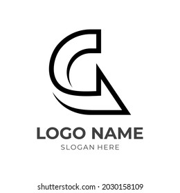 concepto de logotipo de letra G con estilo de color negro de línea