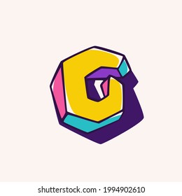 Letter G logo in cubic children style based on impossible isometric shapes. Perfect for kids labels, illusion branding, cute birthday posters etc.