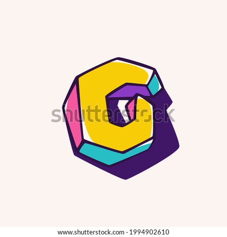 Letter G logo in cubic children style based on impossible isometric shapes. Perfect for kids labels, illusion branding, cute birthday posters etc.