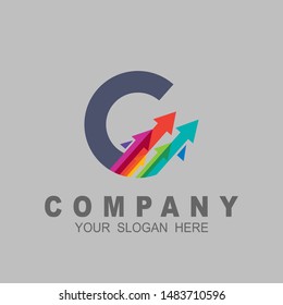 Logo-Design und Pfeil der Buchstaben g , Logo-Buchstaben-Kombination mit Pfeil, Kreissymbol