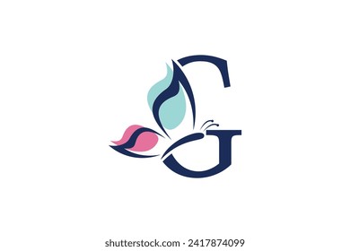 letter g logo design with butterfly illustration logo concept