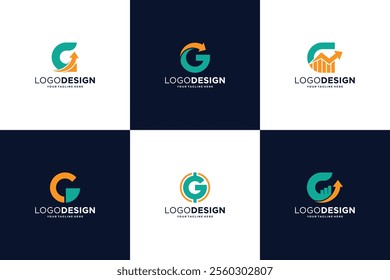 Letter G logo design collection with financial concept