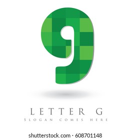 Letter G Logo Design Concept in Green Mosaic Pattern Fill