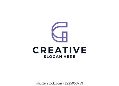 Diseño del logotipo de la letra G con concepto de combinación creativa.