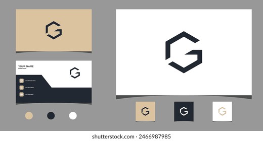 Letter G logo design with creative concept and business card. Premium Vector