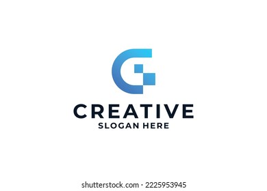 letter G logo design with dot, connection and digital concept.