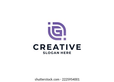 Letter G logo design with dot, connection, digital concept.