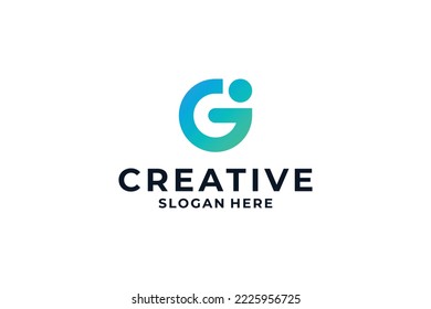 diseño del logotipo de letra G con punto, conexión y concepto digital.