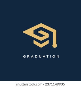 Letter G logo design element vector with graduation hat concept