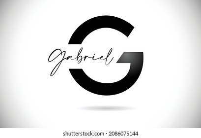 Letter G logo Design with Handwritten Name and Black Colors. Creative G letter Icon Vector for personal Logo Branding
