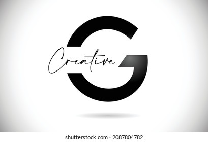 Letter G logo Design with Handwritten Name and Black Colors. Creative G letter Icon Vector for personal Logo Branding