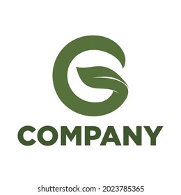 Letter G logo design with leaf vector graphic