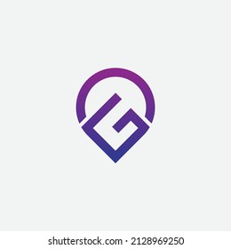 Letter g logo design with Point, location, gps template vector illustration