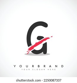 Letter G Logo Design With Red Slash Vector Illustration