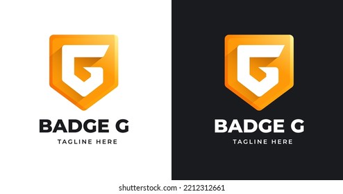 Letter G logo design with shield shape style vector illustrations