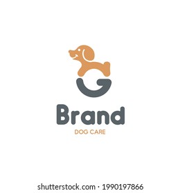 Letter G logo design. Simple vector illustration of letter G combined with a dog head.