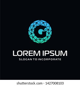Letter G Logo Design Template with technology concept. Abstract network connection, Line Connect Dots Tech Logo. vector globe technology and digital concept - Vector 