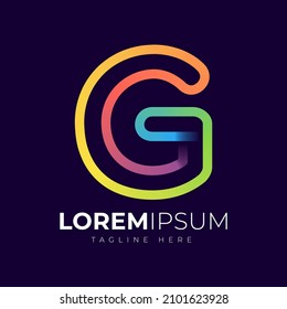 Plantilla de diseño del logotipo de la letra g. Moderna y creativa tipografía g y gradiente colorido.
