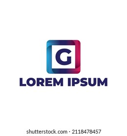 Plantilla de diseño del logotipo de la letra G con estilo colorido, concepto de logotipo con futurismo retro aislado en fondo blanco
