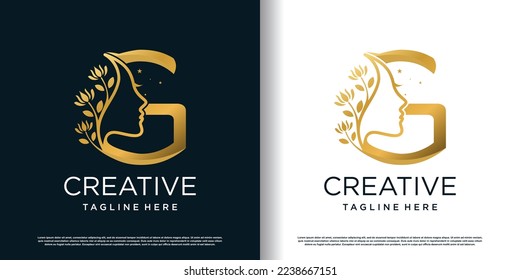 letter g logo design vector with women beauty concept premium vector