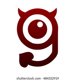 letter G logo with devil shape icon