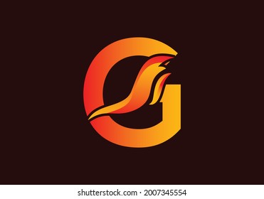 Letter G logo with fire flame shape, emblem, design concept, creative symbol, icon business or corporate Vector Illustration logo Design template.
