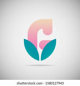 Letter G logo flower simple elegant flat design. creative gradient logo vector. abstract unique font and alphabet modern logo for company, spa, health, event, community. EPS 10.