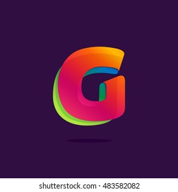Letter G logo formed by colorful ribbon. Font style, vector element for poster, t-shirt or card.