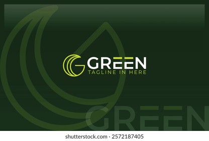 Letter G logo formed simple green line color