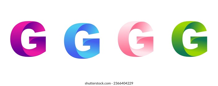 Letter G logo in four different colors, smoothly transitioning in a gradient. A vibrant and stylish design. Modern vector illustration symbol.