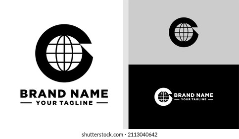 LETTER G LOGO GLOBE NEGATIVE SPACE EDITABLE