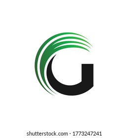 letter g logo with grass concept