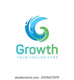 Letter G logo GROWTH design concept intertwining the concept of growth with team working together that evokes growth and prosperity