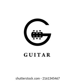 Letter G logo with guitar. Vector illustration.