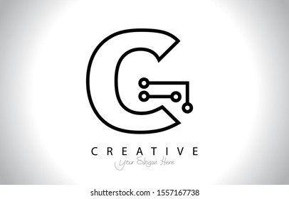 Letter G Logo Icon Design With Circuit Shape. Initial G logo design minimal clean and simple.