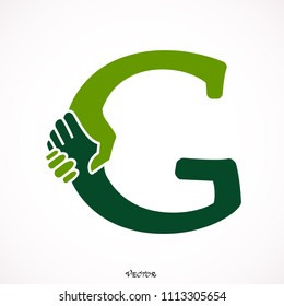 Letter G logo icon flat and vector design template. - stock vector handshake,