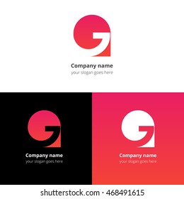 Letter G logo icon flat and vector design template. Trend red-pink gradient color on white and black background. Symbol G in vector elements..