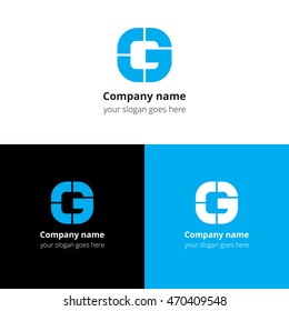 Letter G logo icon flat and vector design template. Monogram G. Logotype G with blue color. Creative vision concept logo, elements, sign, symbol for card, brand, banners.