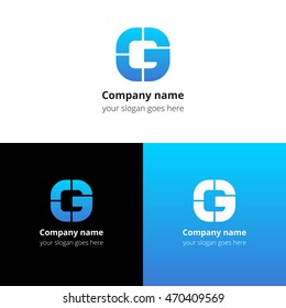 Letter G logo icon flat and vector design template. Monogram G. Logotype G with blue gradient color. Creative vision concept logo, elements, sign, symbol for card, brand, banners.