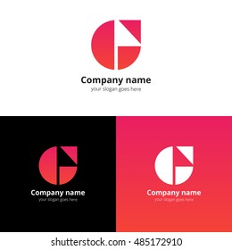 Letter G logo. G icon flat and vector design template. Trend red-pink gradient color on white and black background. Symbol G in vector elements.
