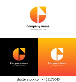 Letter G logo. G icon flat and vector design template. Trend blue-orange gradient color on white and black background. Symbol G in vector elements.