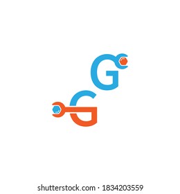 Letter G  logo icon forming a wrench and bolt design concept