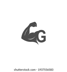 Letter G Logo Icon With Muscle Arm Design Vector Illustration