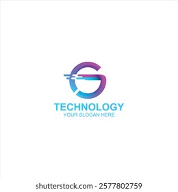 letter g logo icon for technology with creative illustration