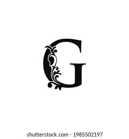 Letter G Logo Icon Template. Black and white vector design swirl ornate  elegant decorative style.